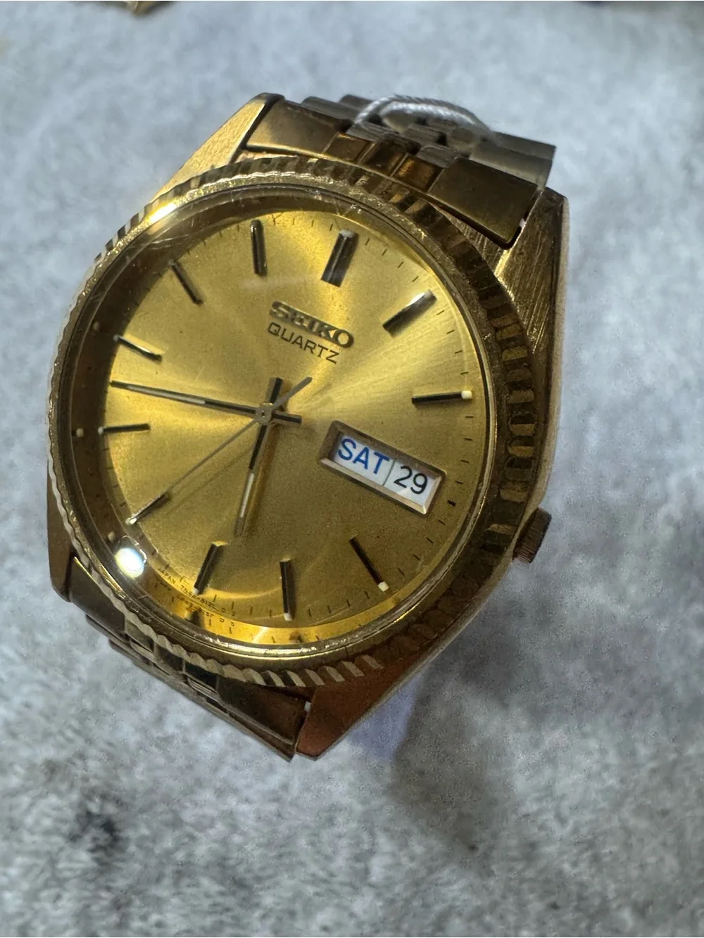 Seiko Gold Tone Quartz Watch with Gold Dial